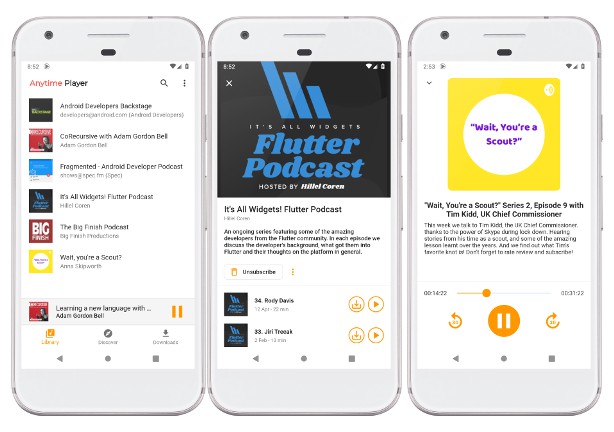 Easy to use Podcast player app written in Flutter and Dart