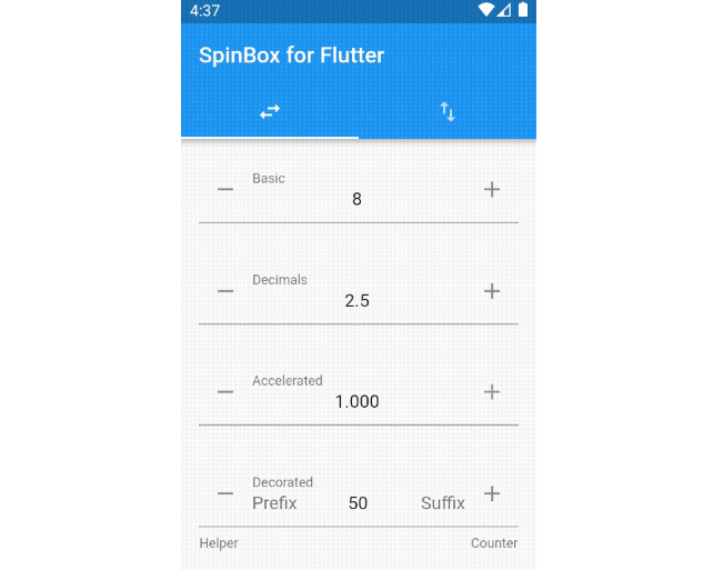 Material & Cupertino SpinBox for Flutter