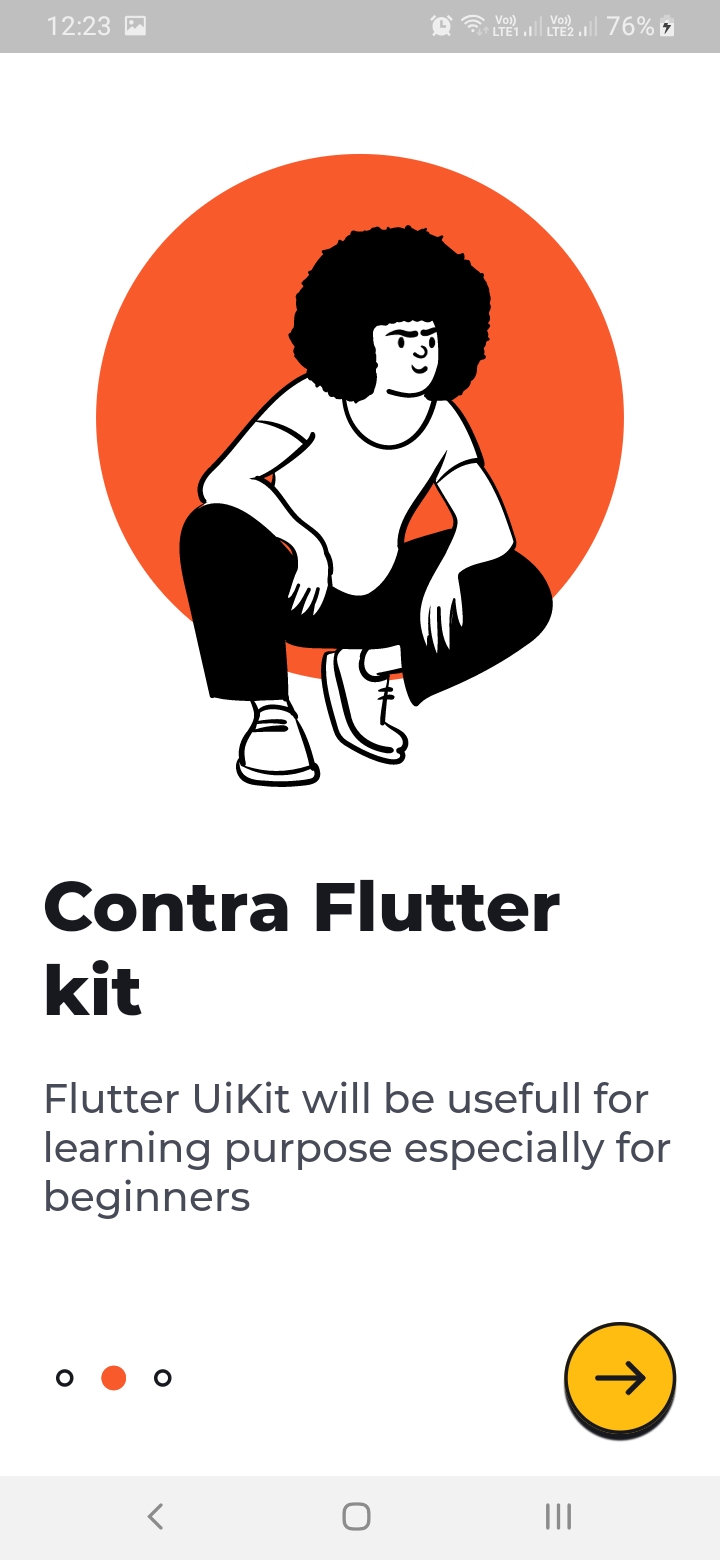 A flutter UI kit developed on top of the contra wireframe kit