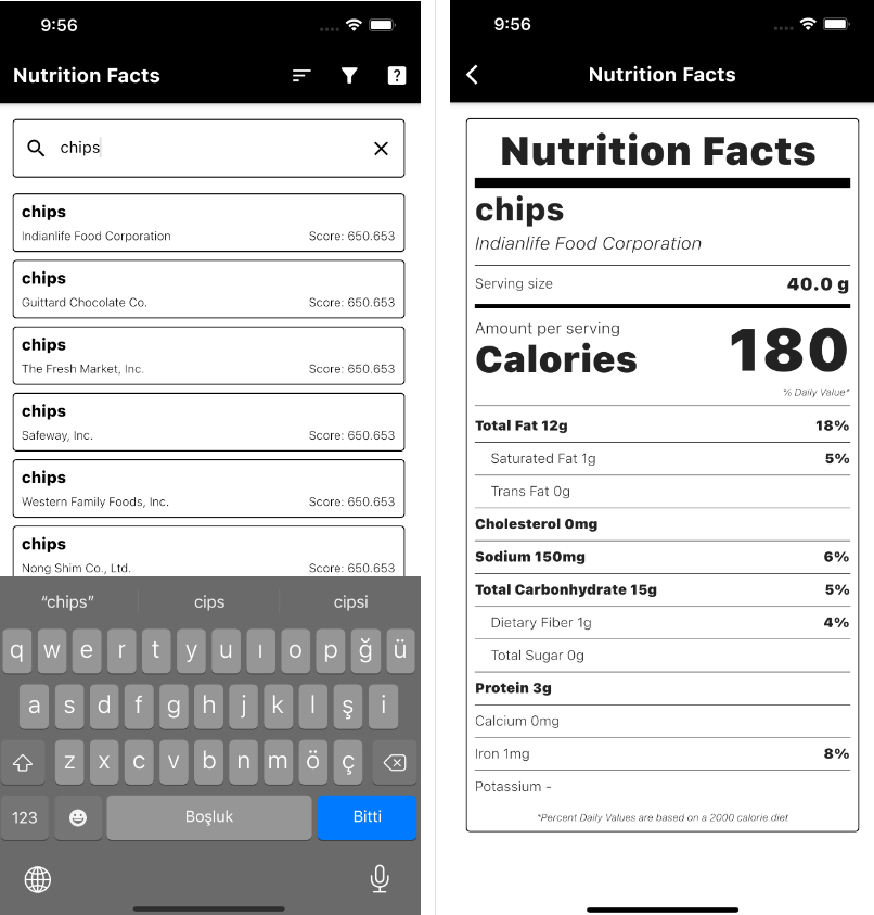 A Simple Nutrition Facts App using BLoC Architecture with flutter