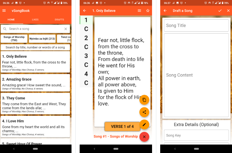 vSongBook app made possible with Flutter