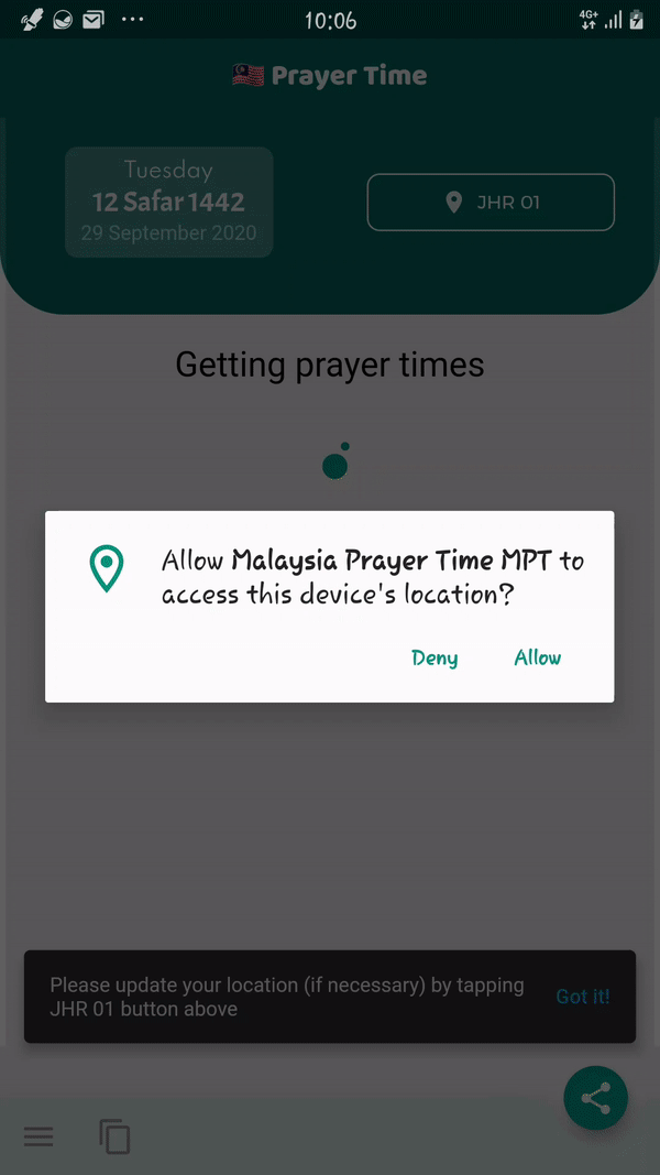 Waktu solat app for Android Made with Flutter