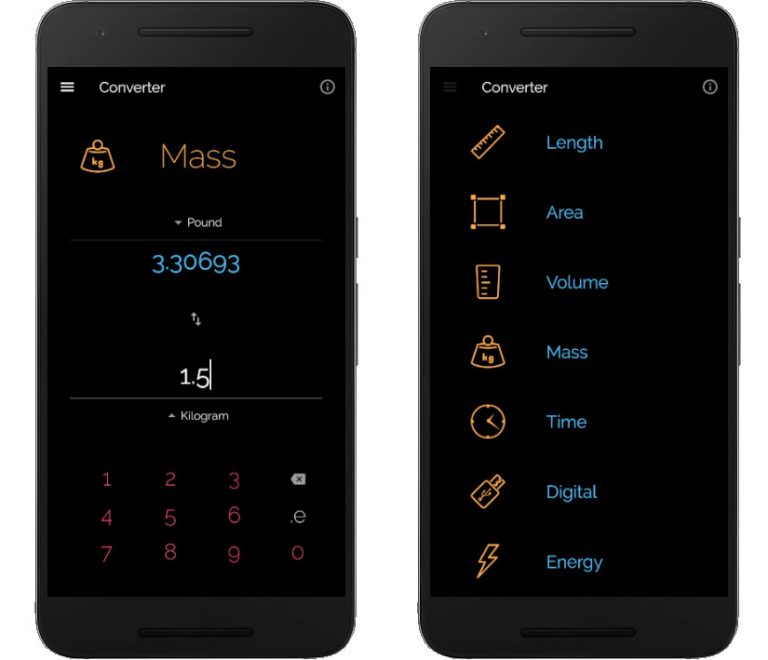 A unit converter app created with Flutter