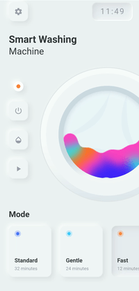 Flutter UI challenge (with Box2D physic)- Smart washing machine app