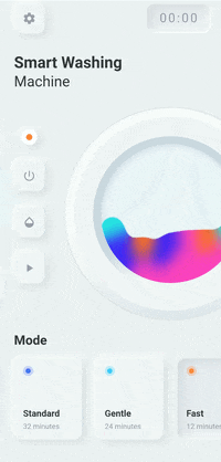 Flutter UI challenge (with Box2D physic)- Smart washing machine app
