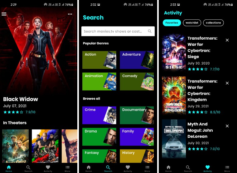 Find The Latest trending and upcoming movies and tv shows with MovieDB app