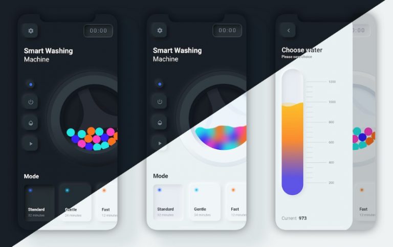 Flutter UI challenge (with Box2D physic)- Smart washing machine app