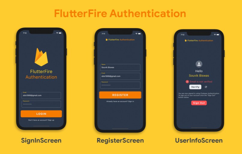 Firebase + Flutter sample apps with code snippets