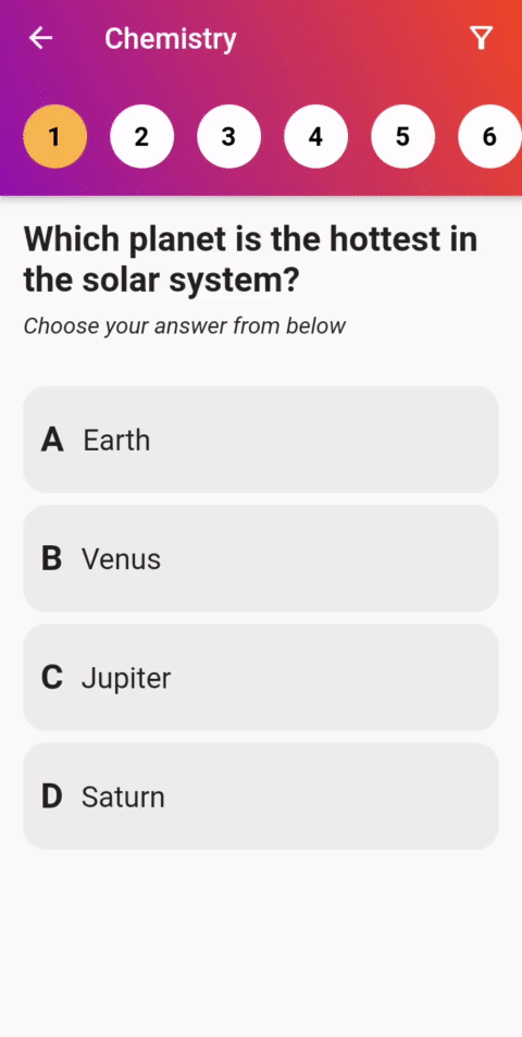 A complete Flutter Quiz App UI from scratch with a beautiful design