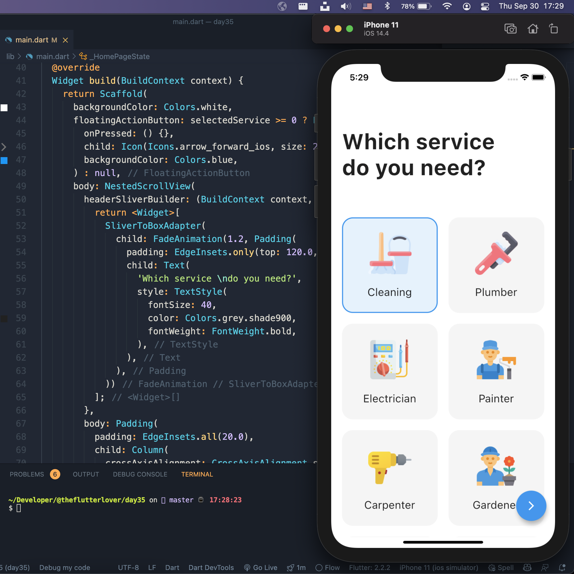 Flutter Home Service Application Example