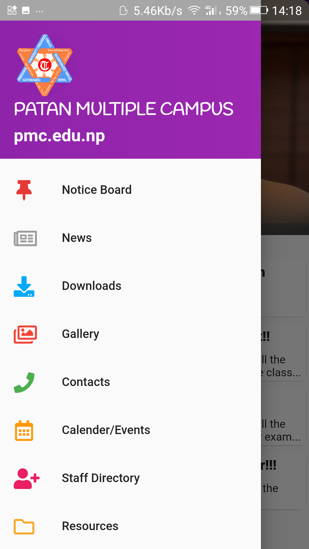 Patan Campus app : an app that acts as a bridge between student and college