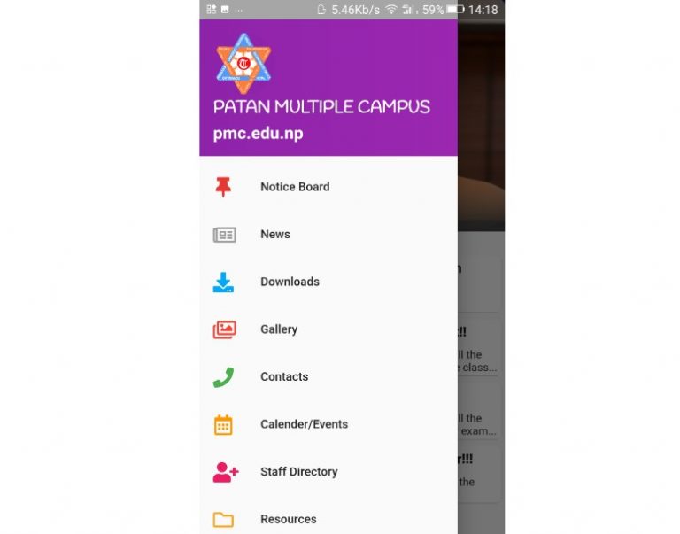 Patan Campus app : an app that acts as a bridge between student and college