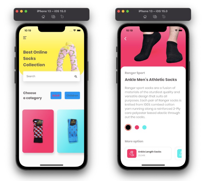 Socks Store App UI Design and Animation For Flutter