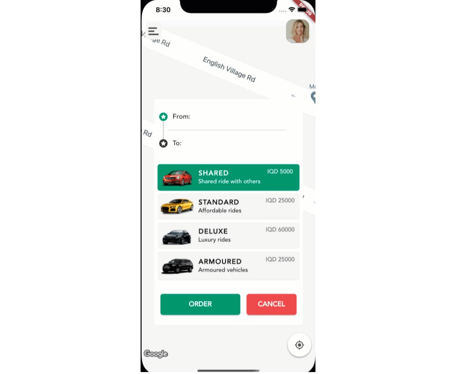 An Uber-like application to order a ride or share one
