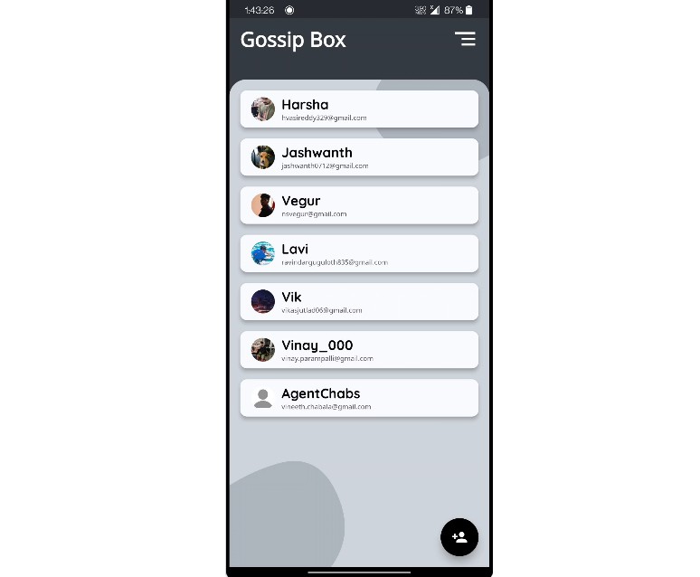Social Media Chat application based on mail and made with flutter
