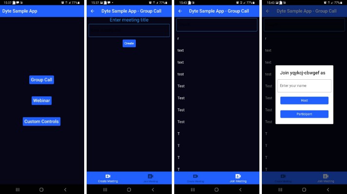 Sample app to demonstrate the integration and working of Dyte SDK for mobile, using Flutter