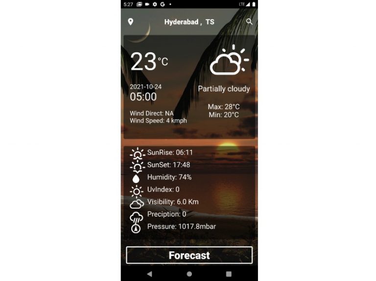 A simple weather application made with flutter