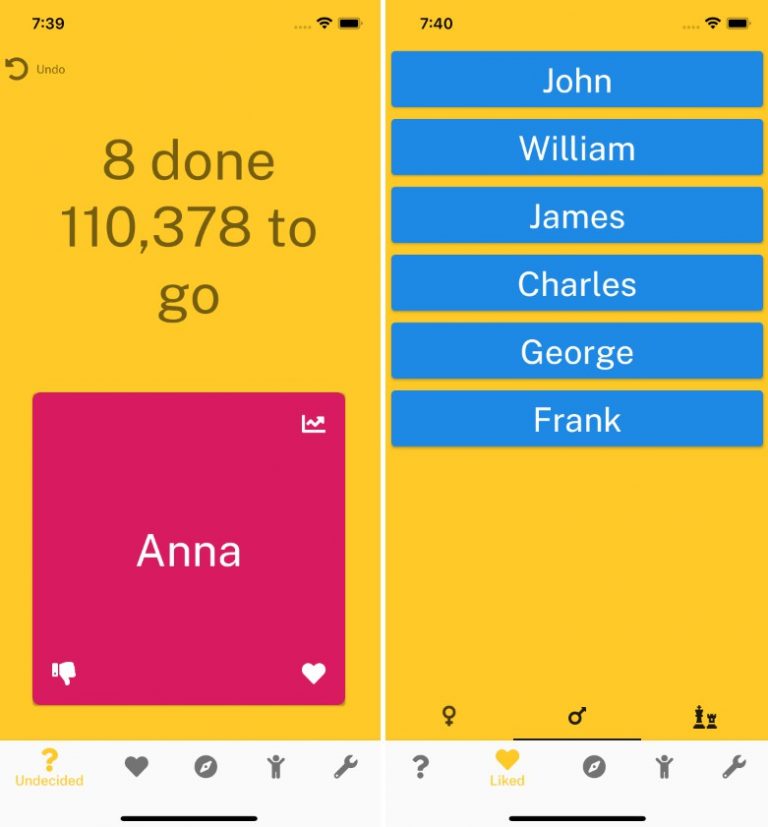 A simple, private tool to help pick a baby name