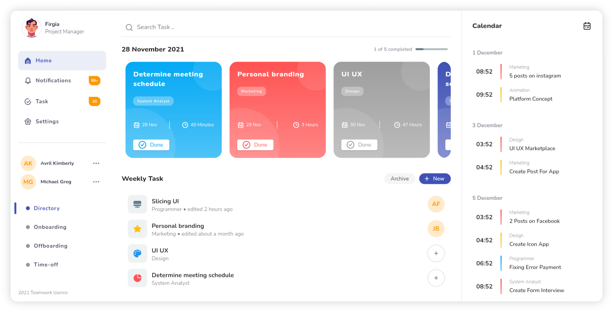 Create responsive dashboard Daily Task design using Flutter