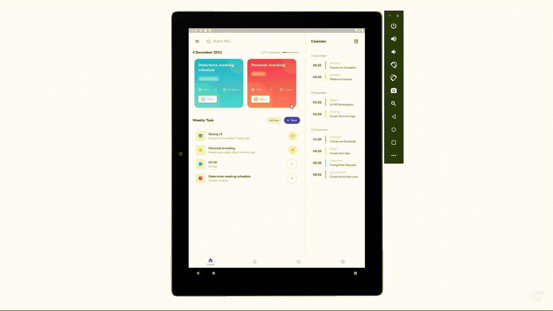 Create responsive dashboard Daily Task design using Flutter