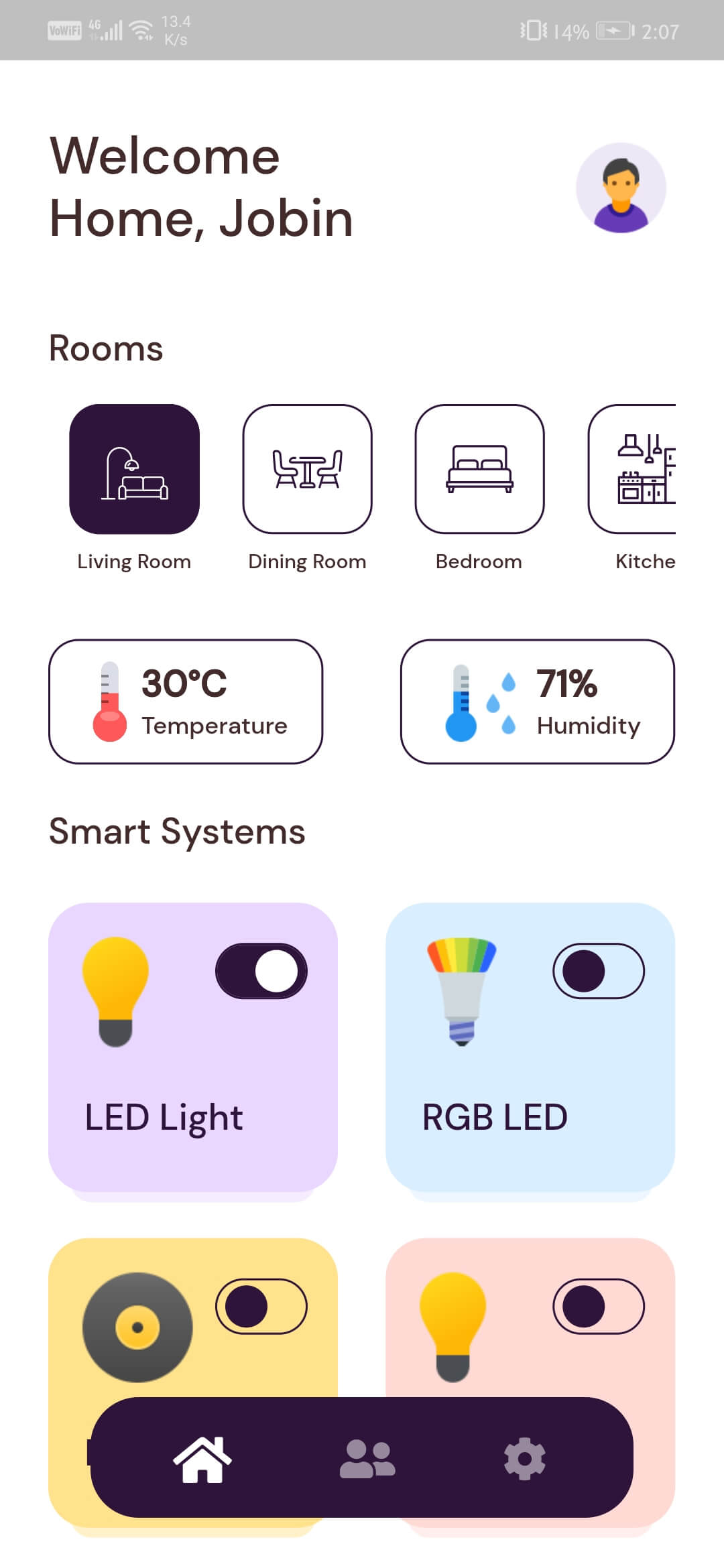 A Home Automation app made using Flutter, Adafruit IO & ESP32 Dev Board