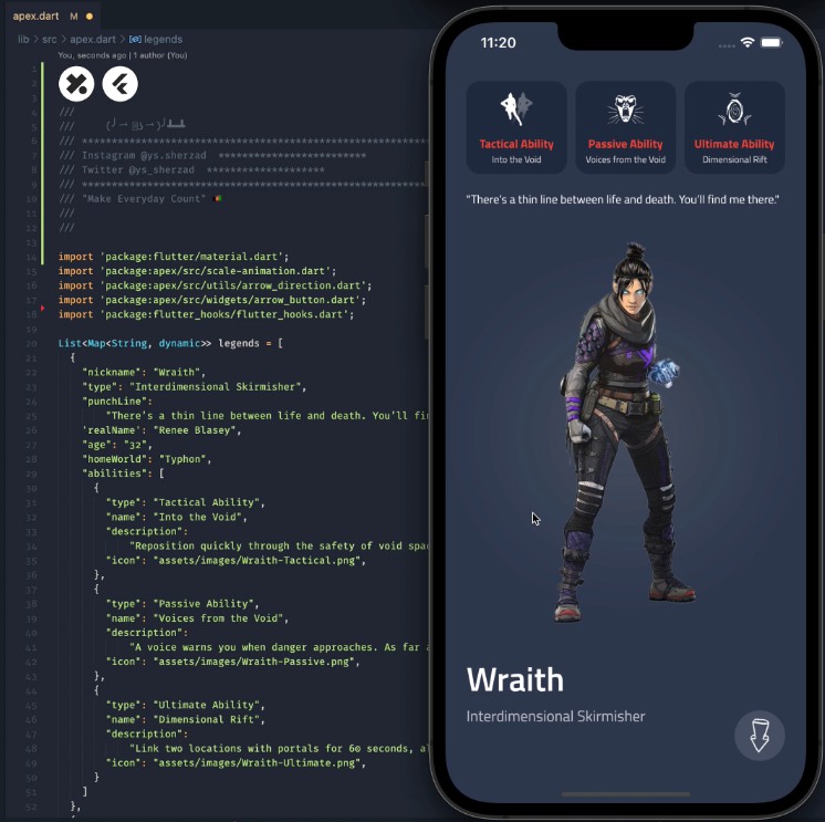 Apex Legends heroes app concepts built with Flutter