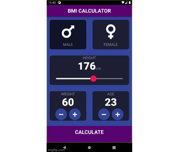 A beautiful BMI Calculator App Using Flutter