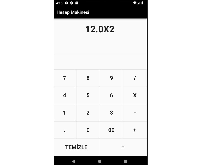 Calculator application developed with Flutter