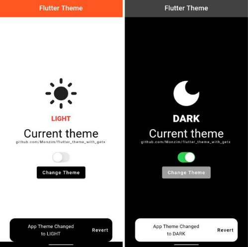 Flutter App Change Theme With Getx and Save Theme Stage with Hive