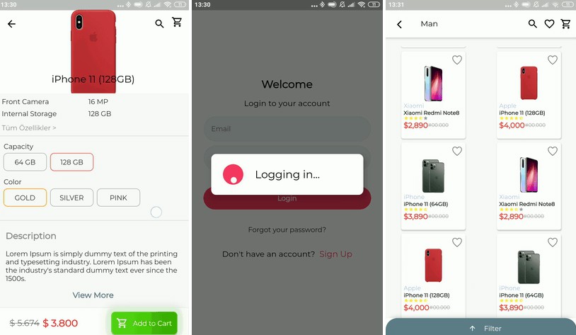 An e-commerce UI concept in Flutter for Android and iOS