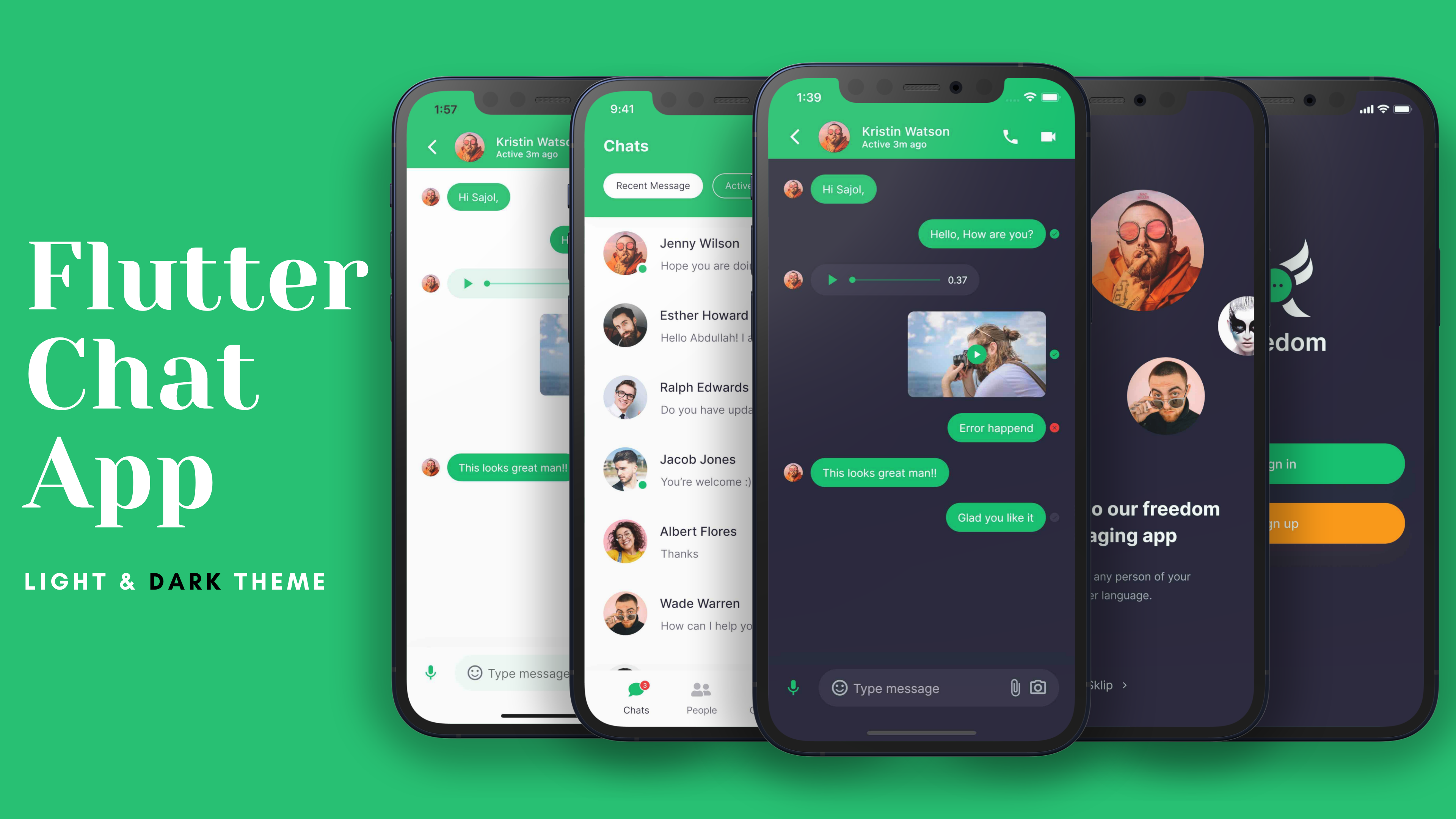 Chat Messaging App Light and Dark Theme