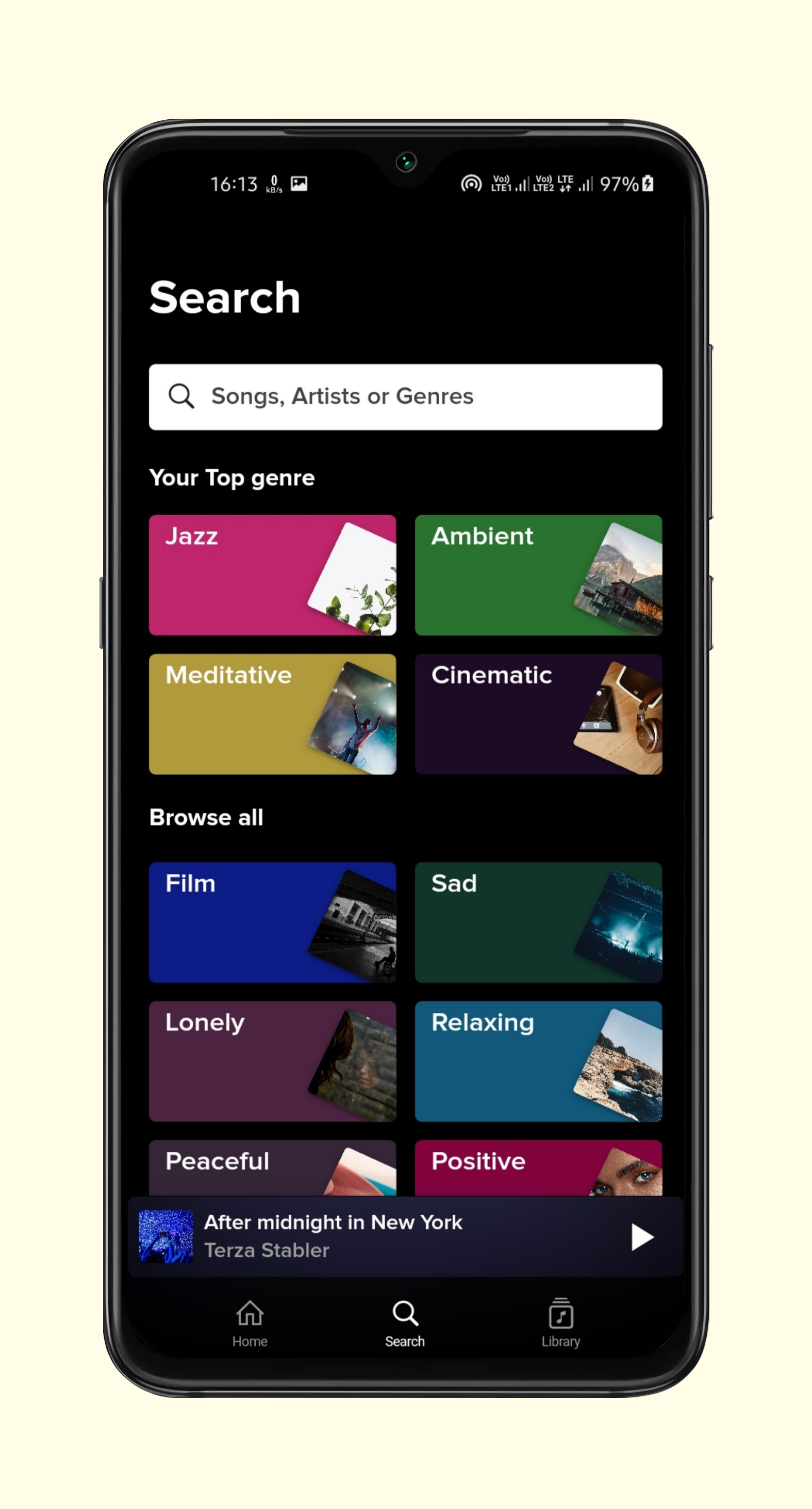 Full-stack music player app written in flutter and dart using node.js music API