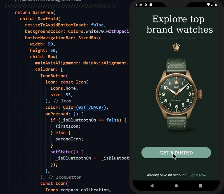 Rolex watches simple UI with flutter