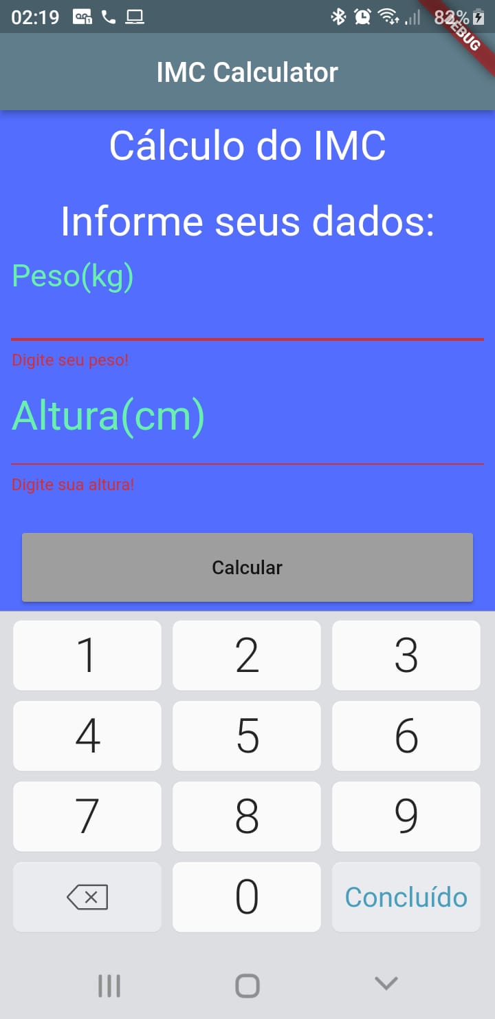 A flutter app to calculate a body mass index