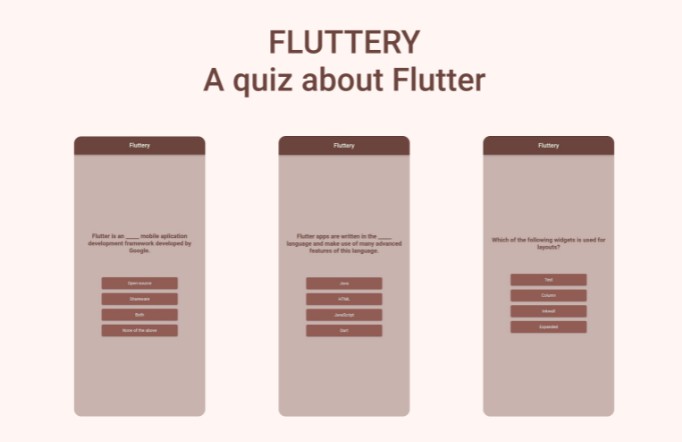 Fluttery - the source code of a quiz app about Flutter