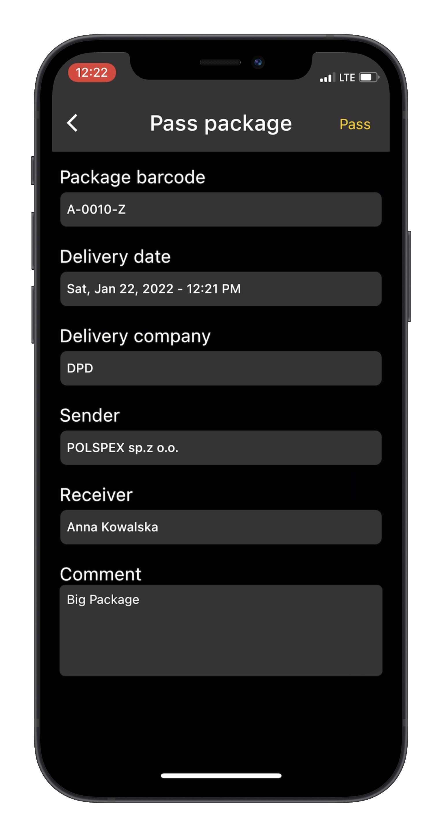 Flutter app for managing delivered packages in office