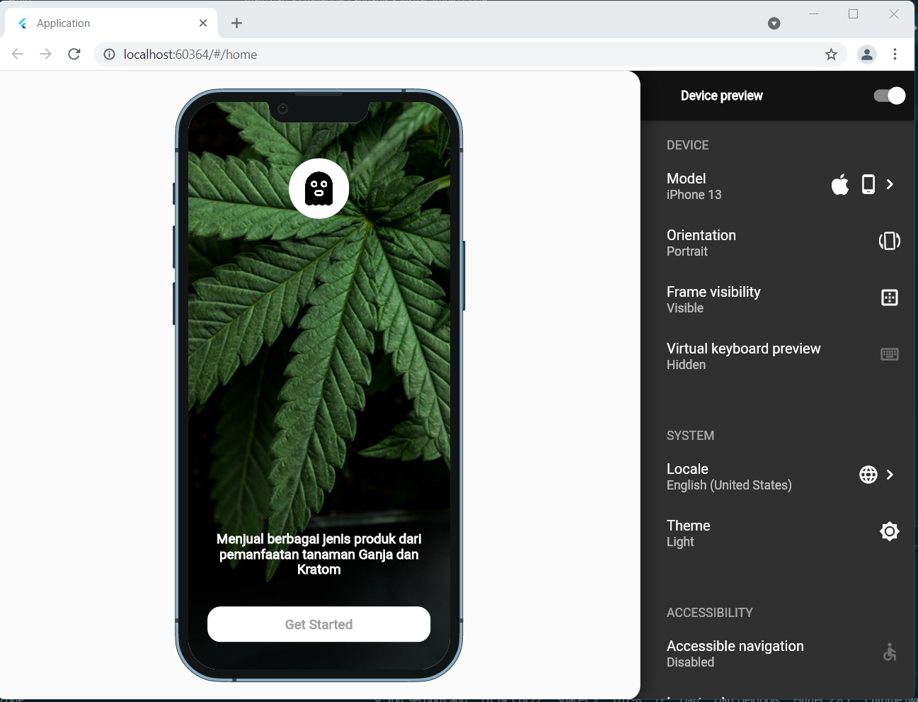 Challenge for Slicing UI Cannabis from FLutter Fan Indonesia