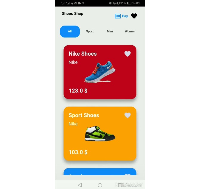 A Simple App UI for a Shoes Shop