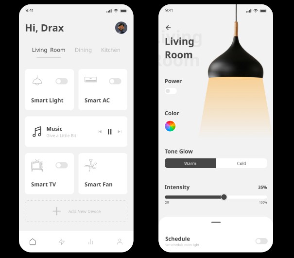 A home automation mobile application made using flutter & dart