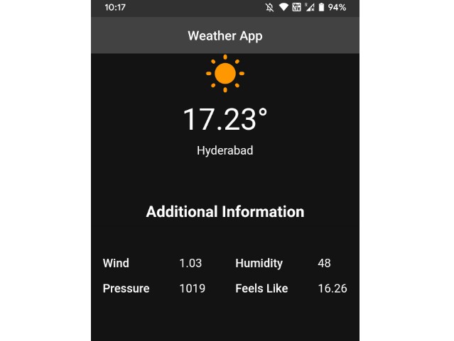 Simple Weather app with light and dark mode