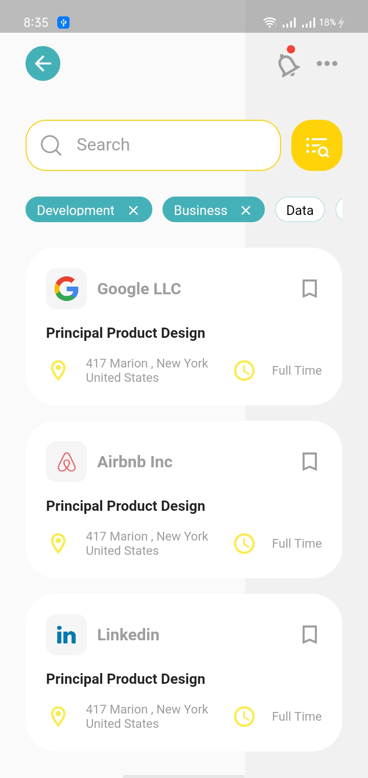 A Job searching application ui developed using Flutter