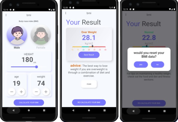 A BMI calculator app developed with Flutter