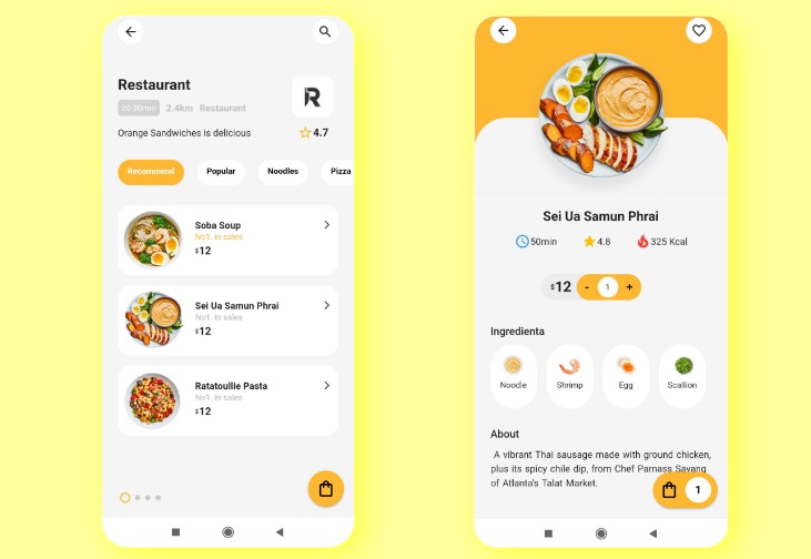 Perfectly designed UI/UX layouts for food app