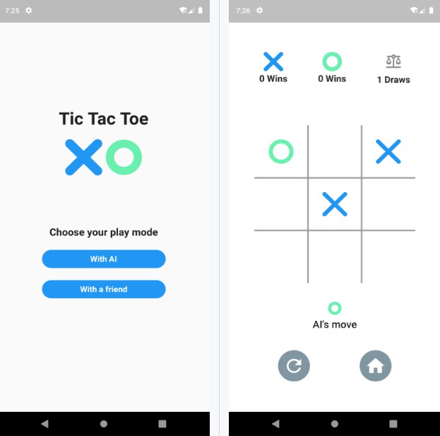 A flutter tic tac toe game with simple AI(Minimax)