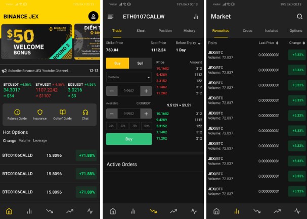 Application clone from Binance JEX real app