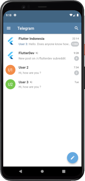 Telegram clone app built with flutter
