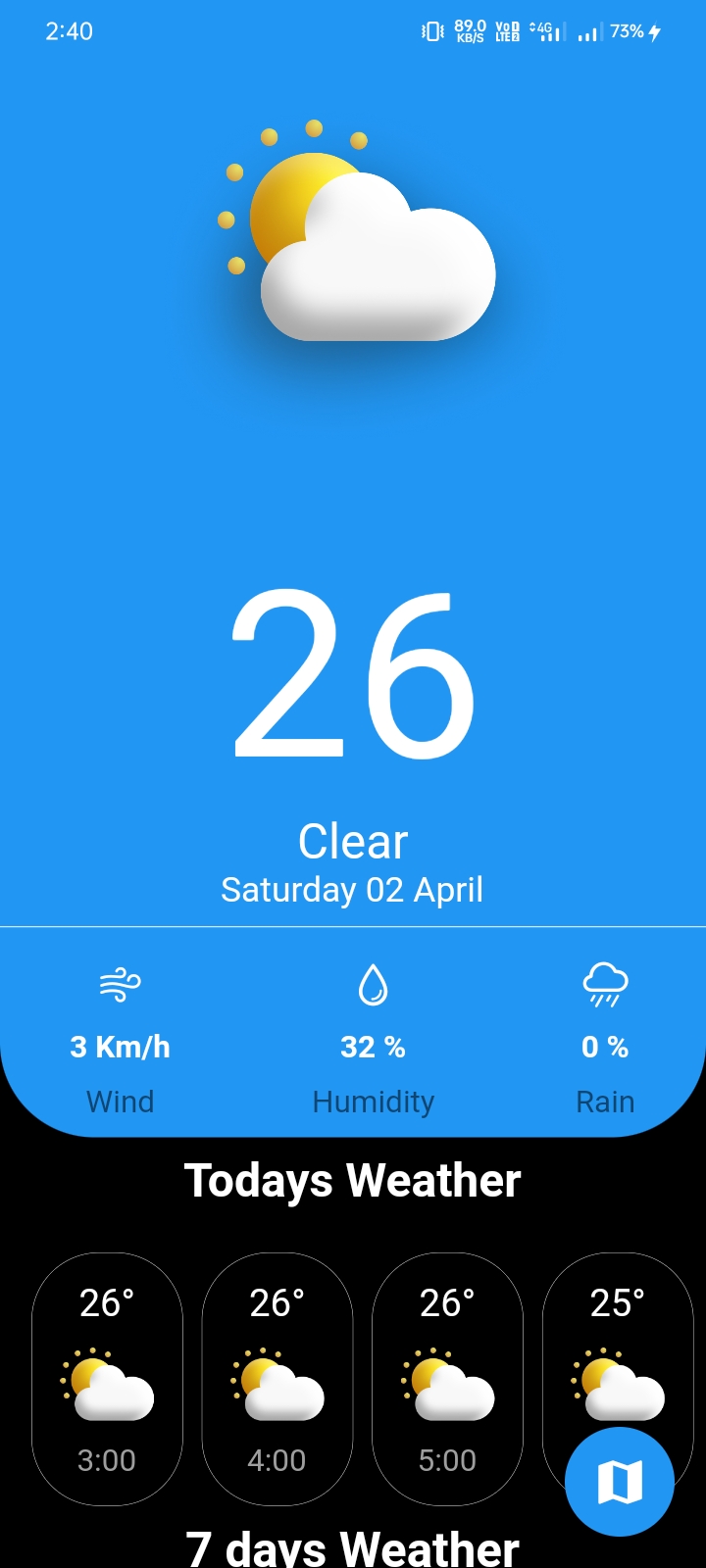Weather App Using OpenWeatherMap API service Daily Forecast and Historical Weather based on users location