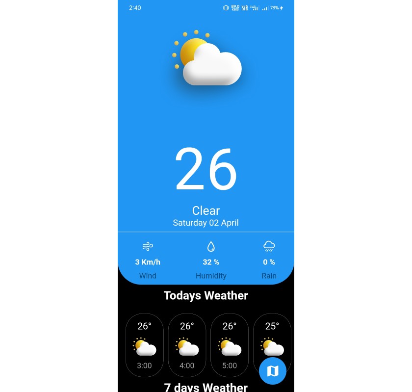Weather App Using OpenWeatherMap API service Daily Forecast and Historical Weather based on users location