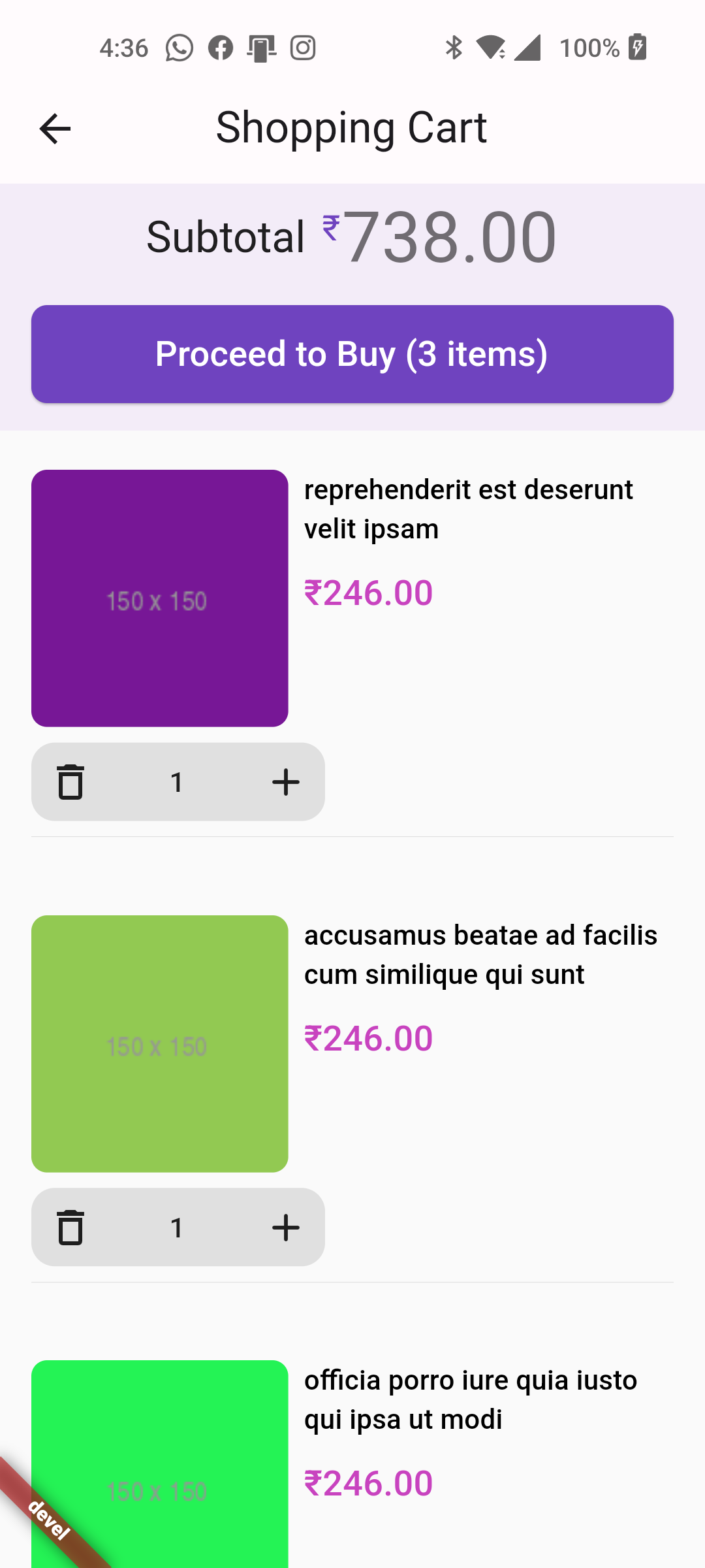 A simple demo shopping app experience. (Release APK available.)