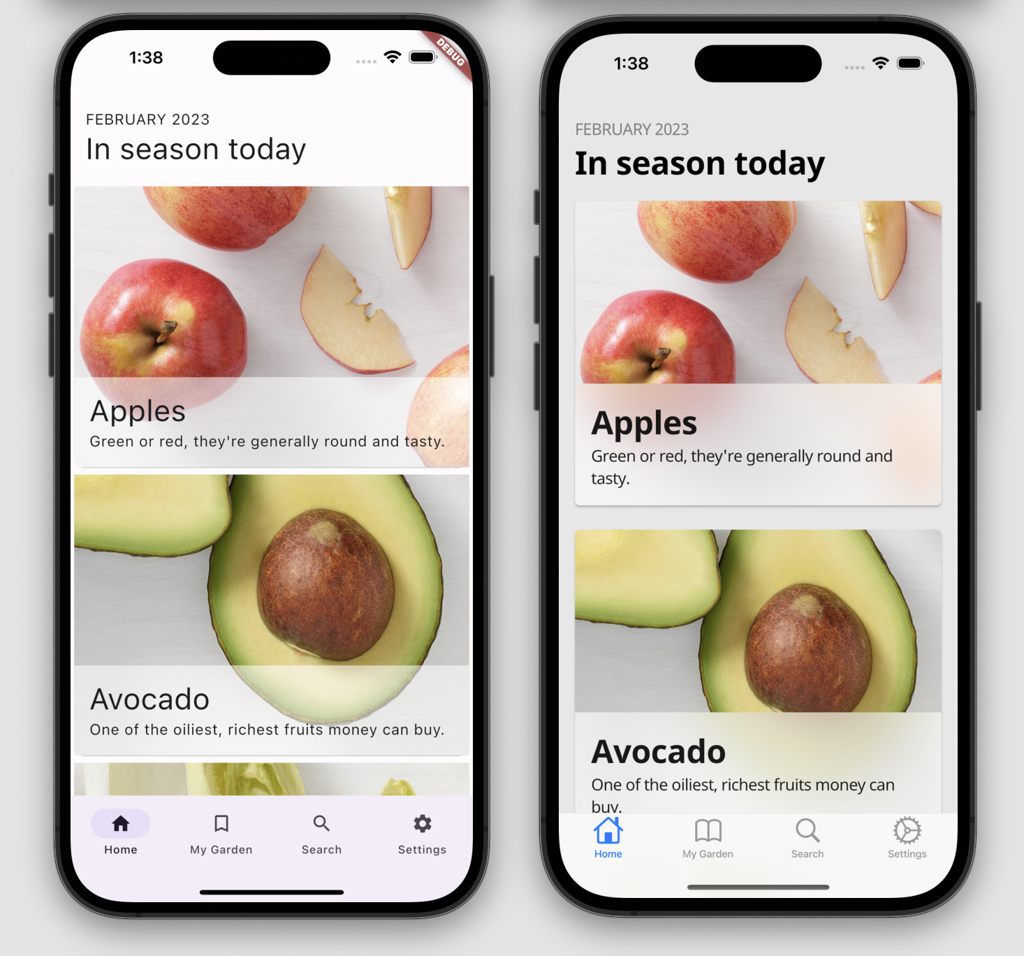 Veggie Seasons app with an adaptive UI